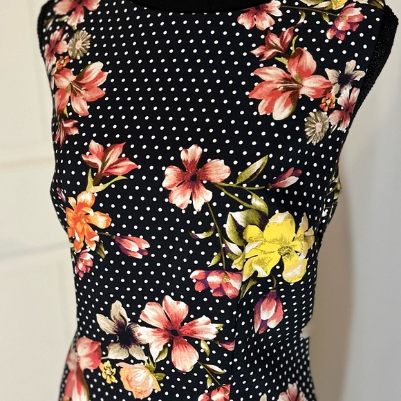 ALYX Black White Polka Dot Floral Sleeveless Work Business Professional Dress 12 - Picture 5 of 15